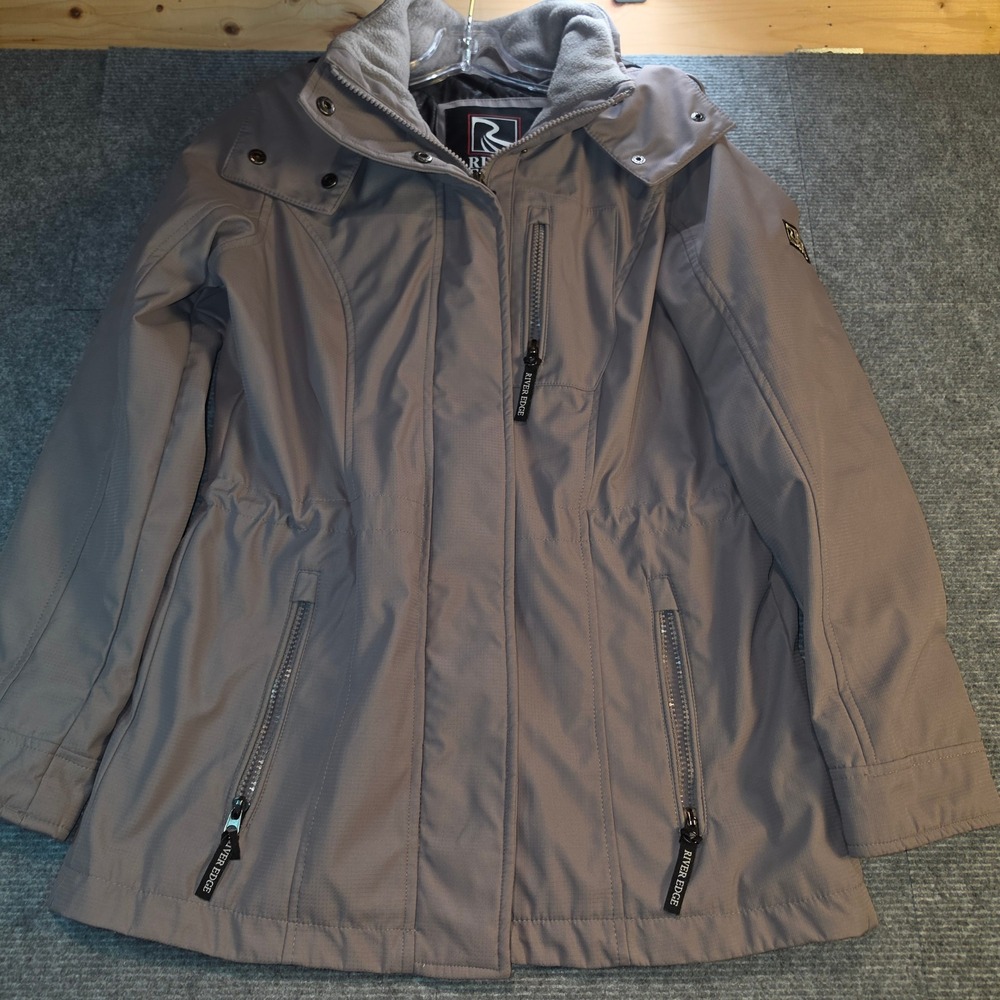 River Edge ZeroXposur Parka Jacket Women Large Mauve Grey Good Hooded Quilted
